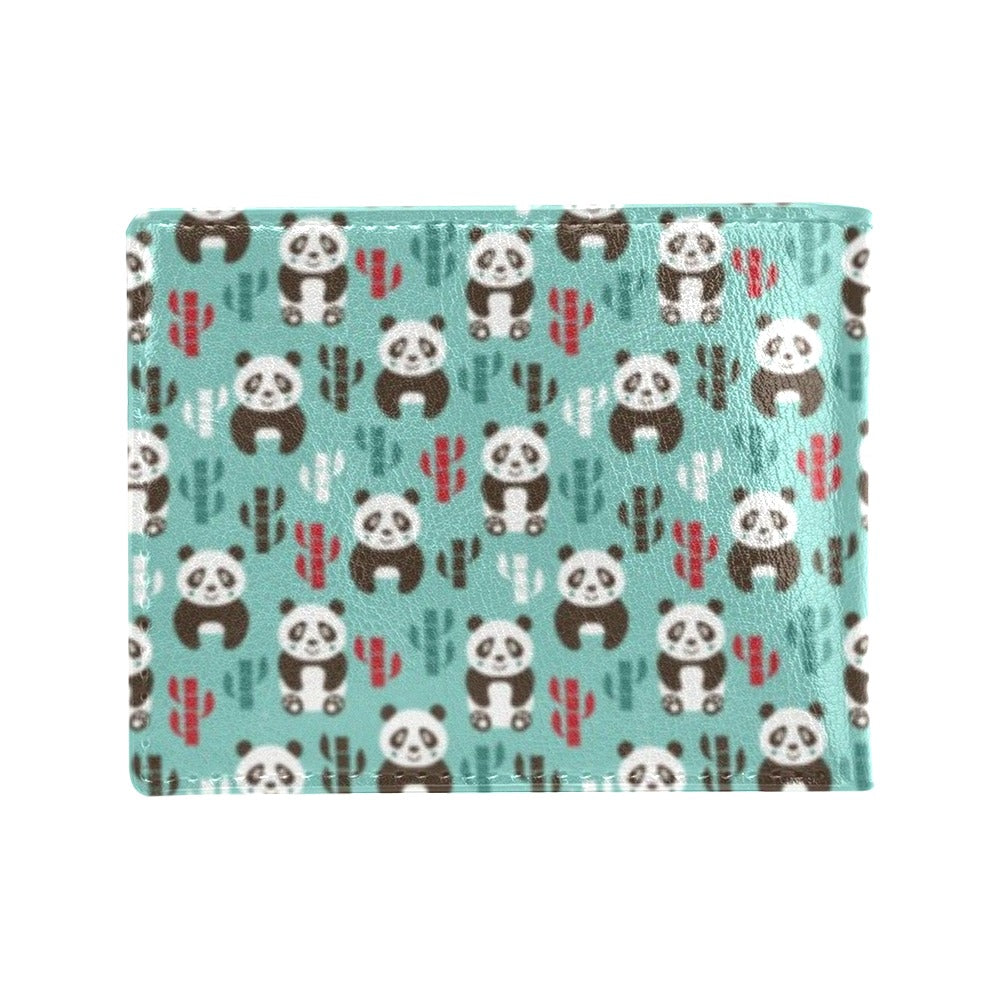 Panda Bear Cute Themed Print Men's ID Card Wallet