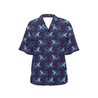 Shark Themed Print Women's Hawaiian Shirt