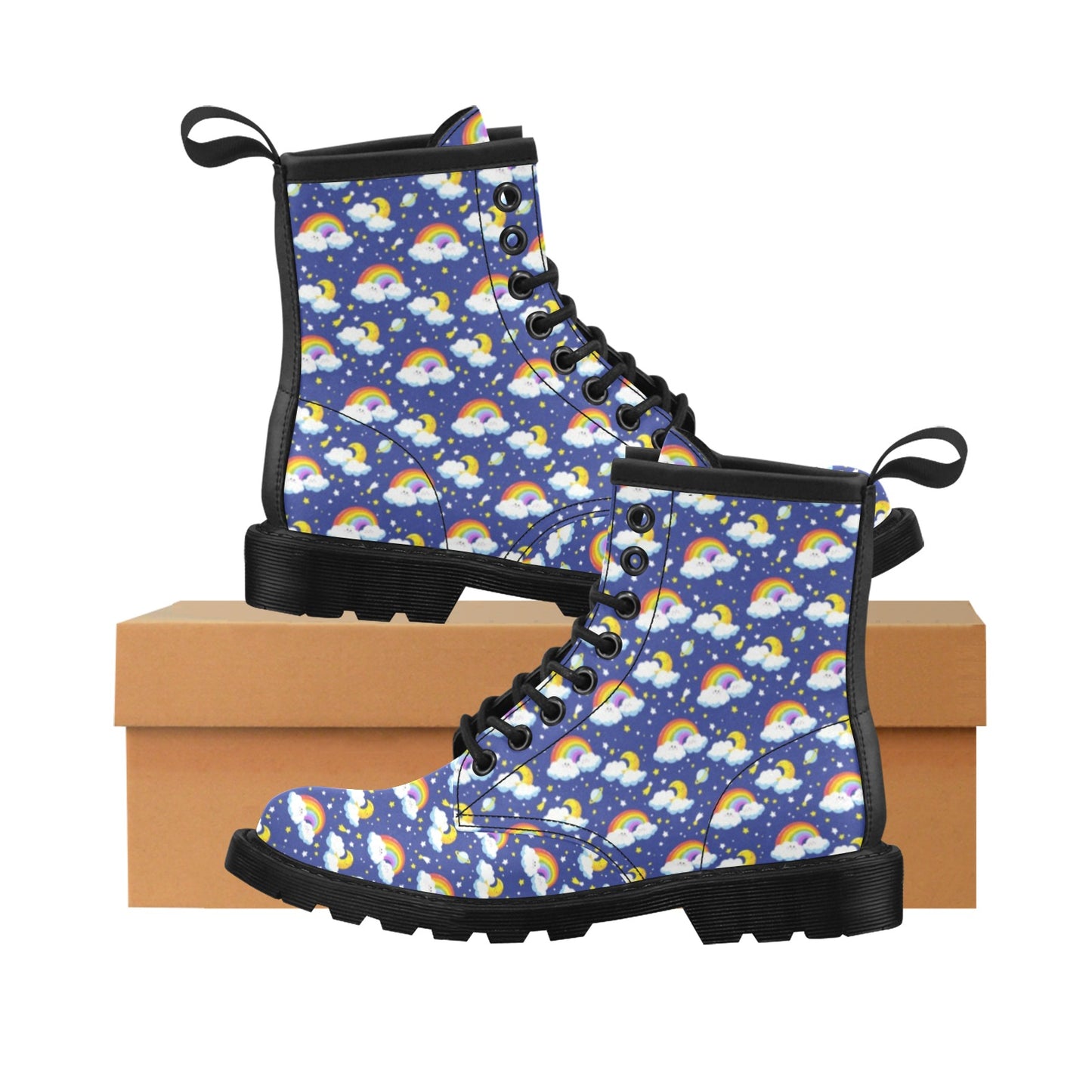 Rainbow Space Design Print Women's Boots