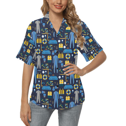 Scuba Equipment Print Design LKS305 Women's Hawaiian Shirt