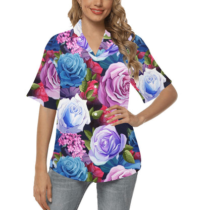 Rose Pattern Print Design RO09 Women's Hawaiian Shirt