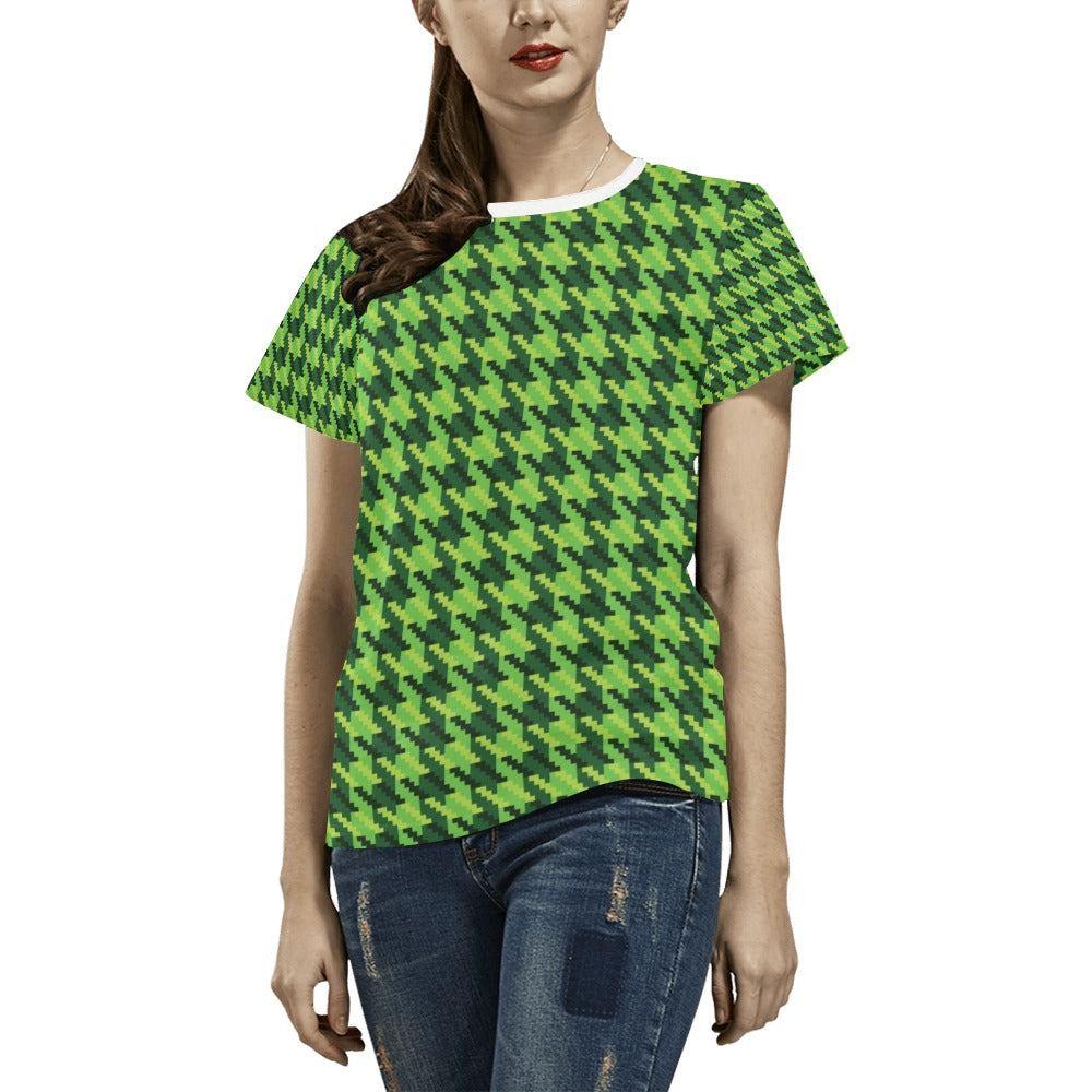 St Patricks Day Houndstooth Pattern Print LKS301 Women's  T-shirt