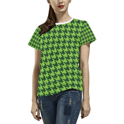 St Patricks Day Houndstooth Pattern Print LKS301 Women's  T-shirt