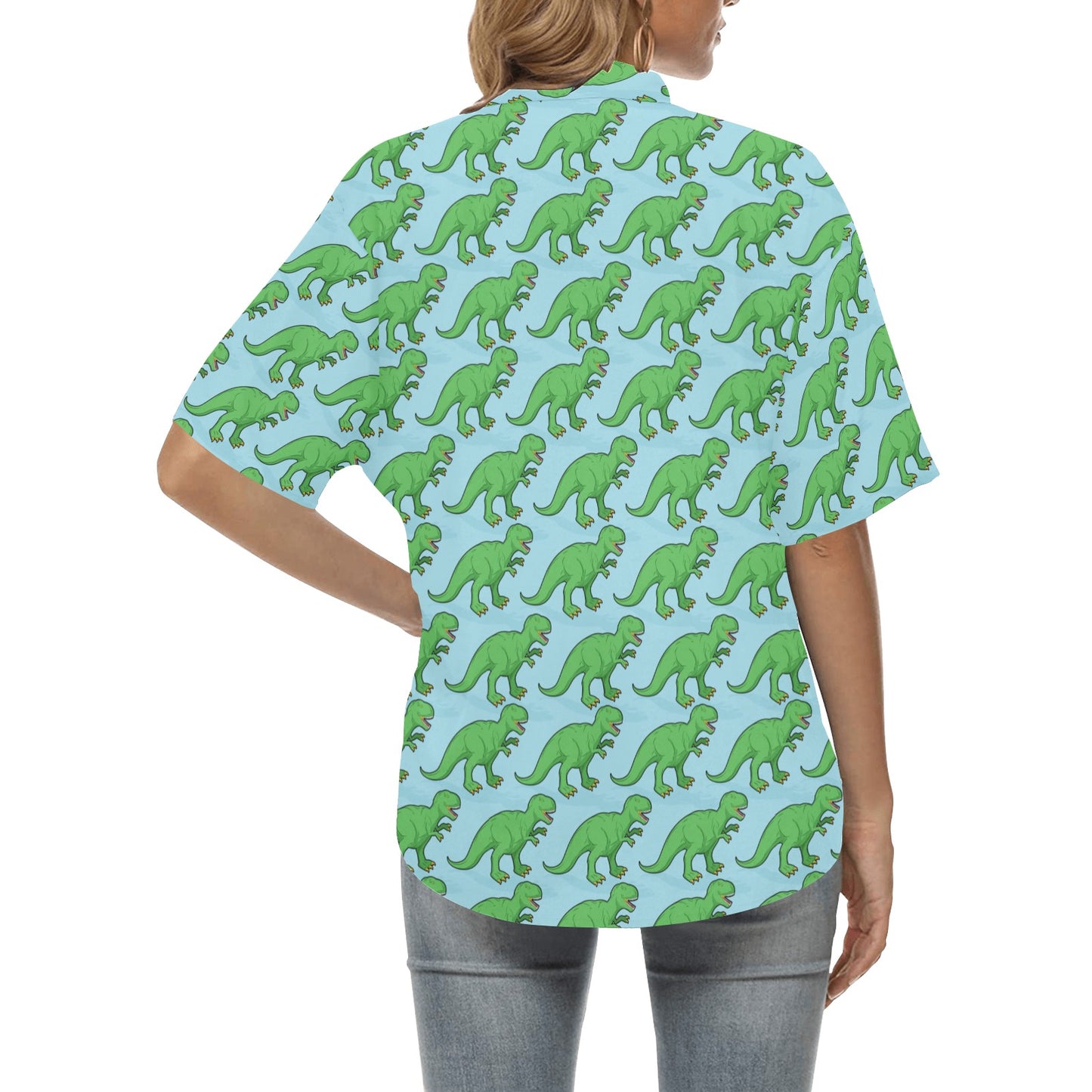 T Rex Pattern Print Design A01 Women's Hawaiian Shirt