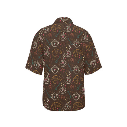 Coffee Pattern Print Design 06 Women's Hawaiian Shirt