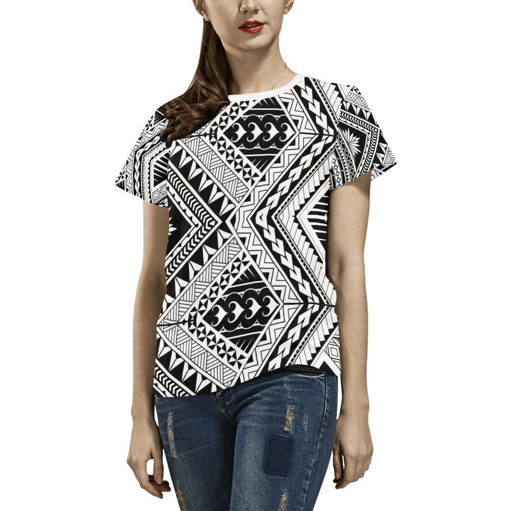Samoan Tattoo Style Print Design LKS307 Women's  T-shirt