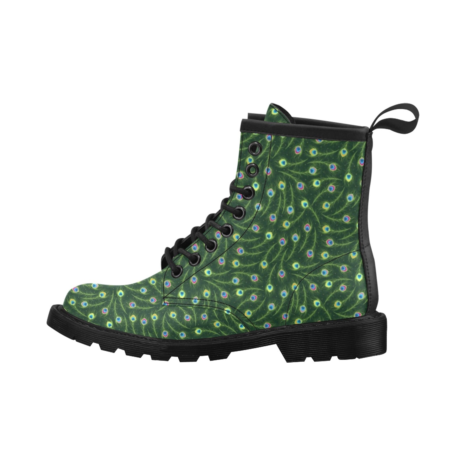 Peacock Feather Green Design Print Women's Boots