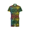 Rainbow Zebra Themed Print Men's Romper