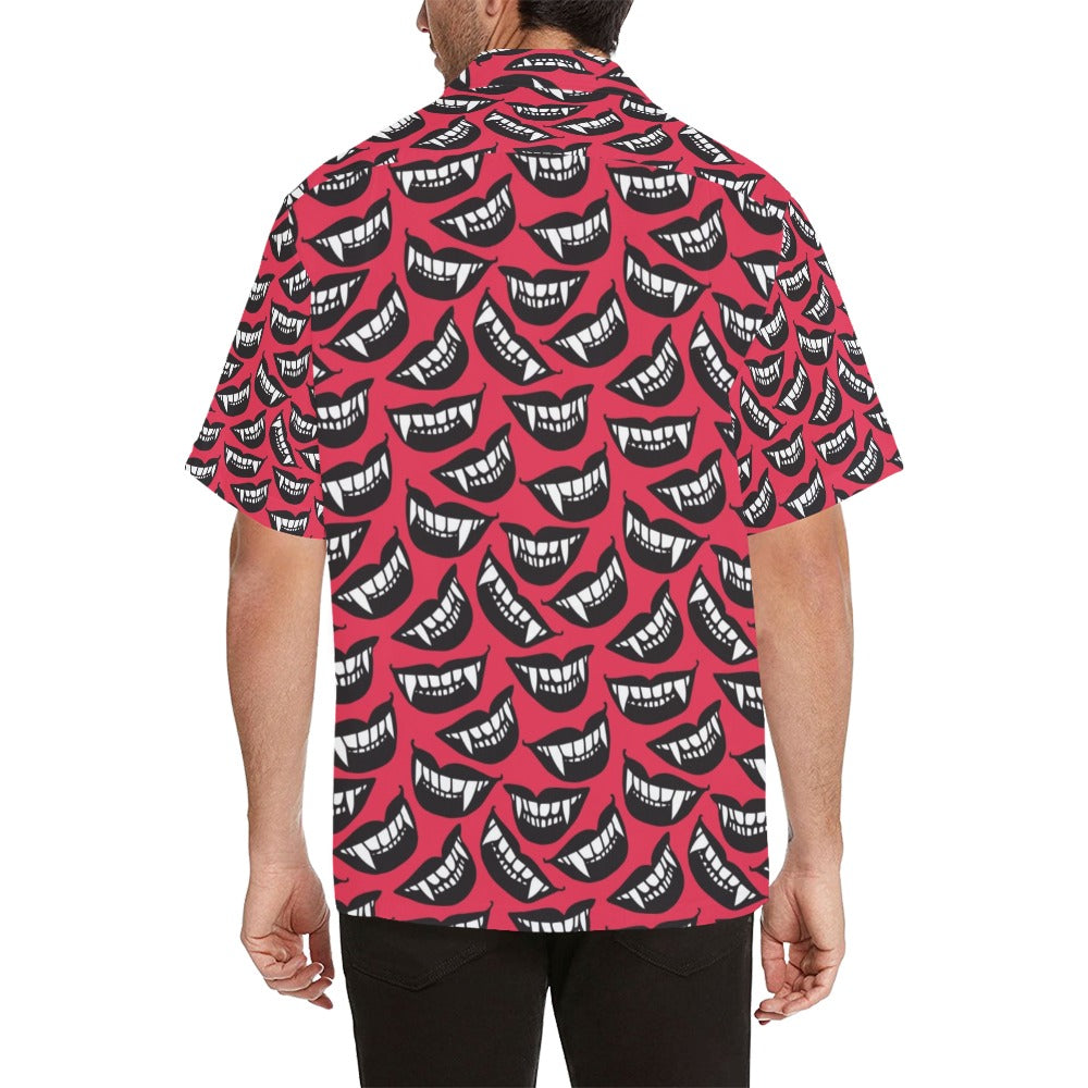Vampire Lips Print Design LKS305 Men's Hawaiian Shirt