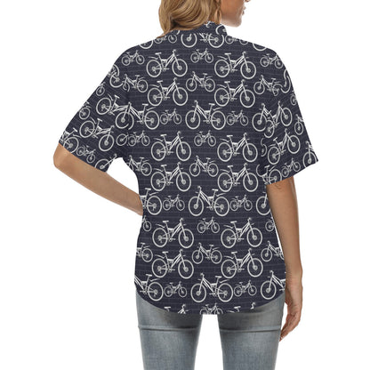 Mountain bike Pattern Print Design 02 Women's Hawaiian Shirt