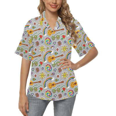 Hippie Print Design LKS306 Women's Hawaiian Shirt