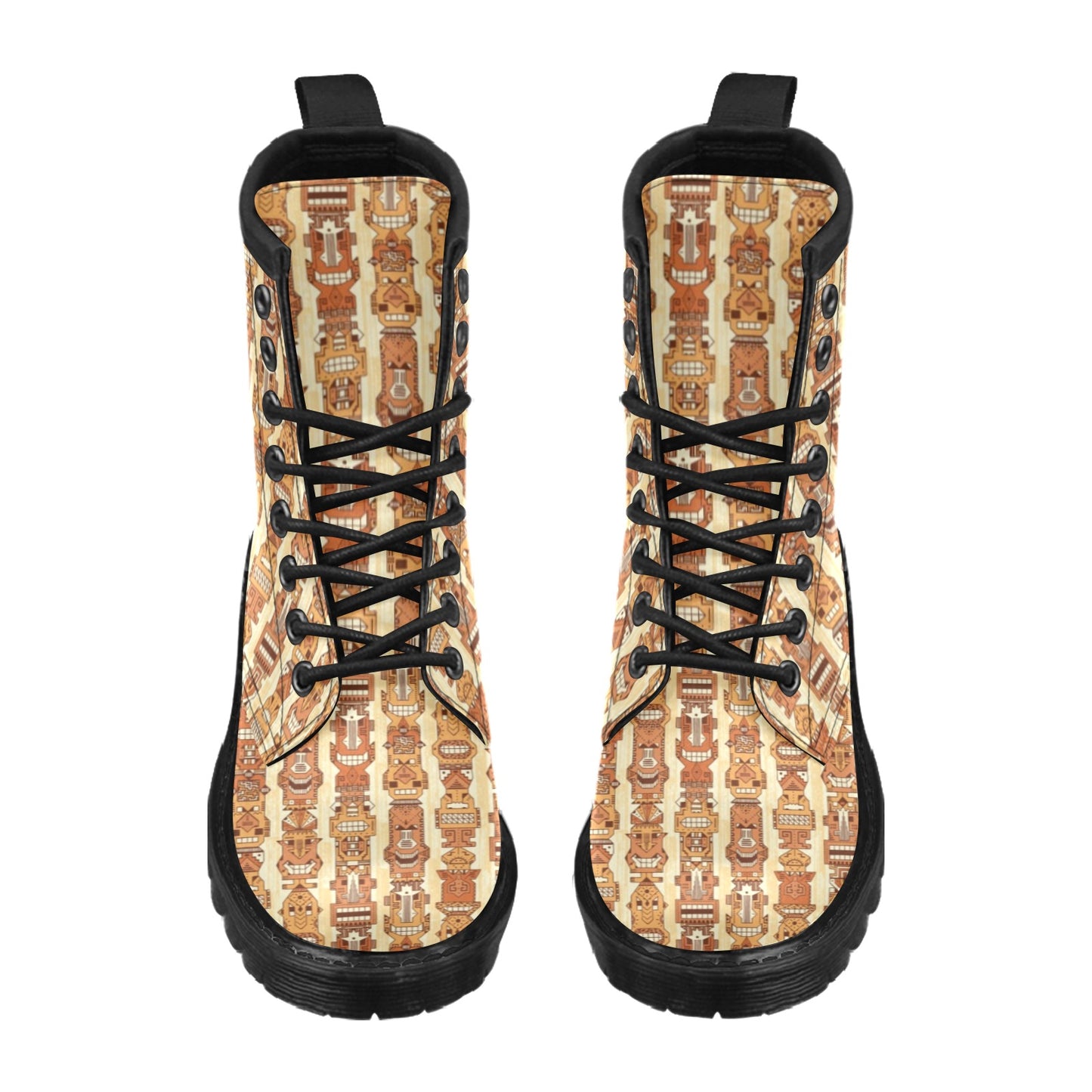 Tiki Orange Vertical Pattern Women's Boots