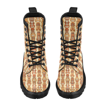 Tiki Orange Vertical Pattern Women's Boots