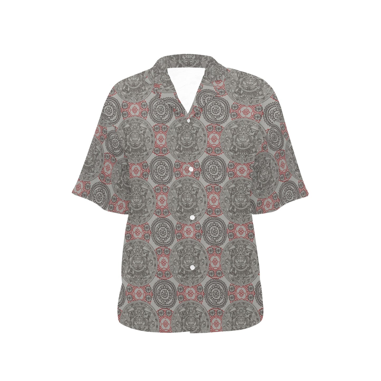 Calendar Aztec Style Print Pattern Women's Hawaiian Shirt