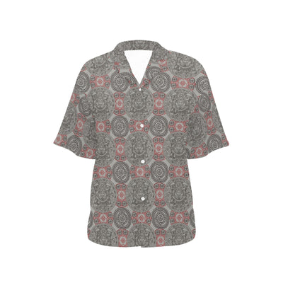 Calendar Aztec Style Print Pattern Women's Hawaiian Shirt