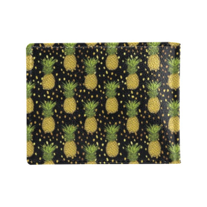Pineapple Gold Dot Themed Print Men's ID Card Wallet