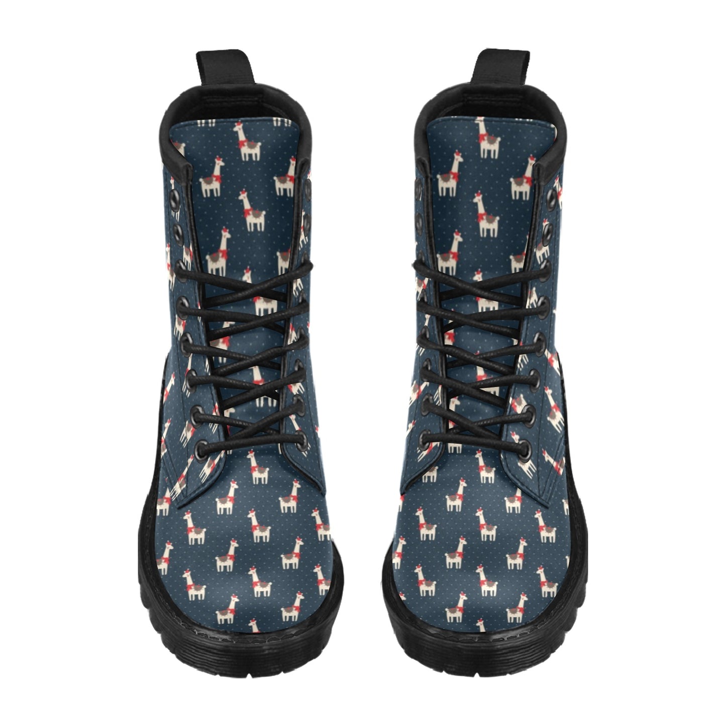 Llama with Polka Dot Themed Print Women's Boots