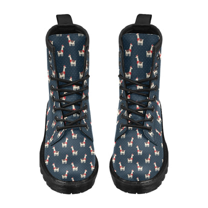 Llama with Polka Dot Themed Print Women's Boots