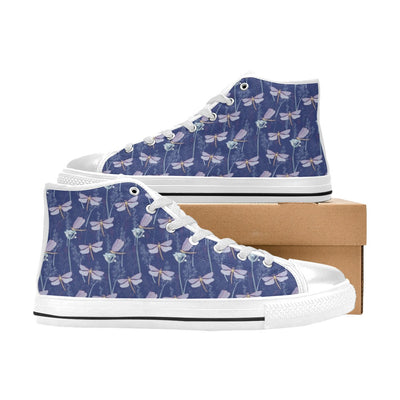 Dragonfly Print Design LKS401 High Top Women's White Shoes