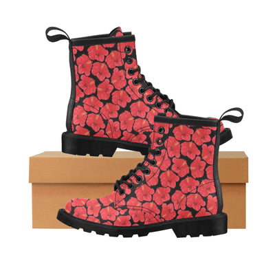 Hibiscus Red Pattern Print Design LKS306 Women's Boots