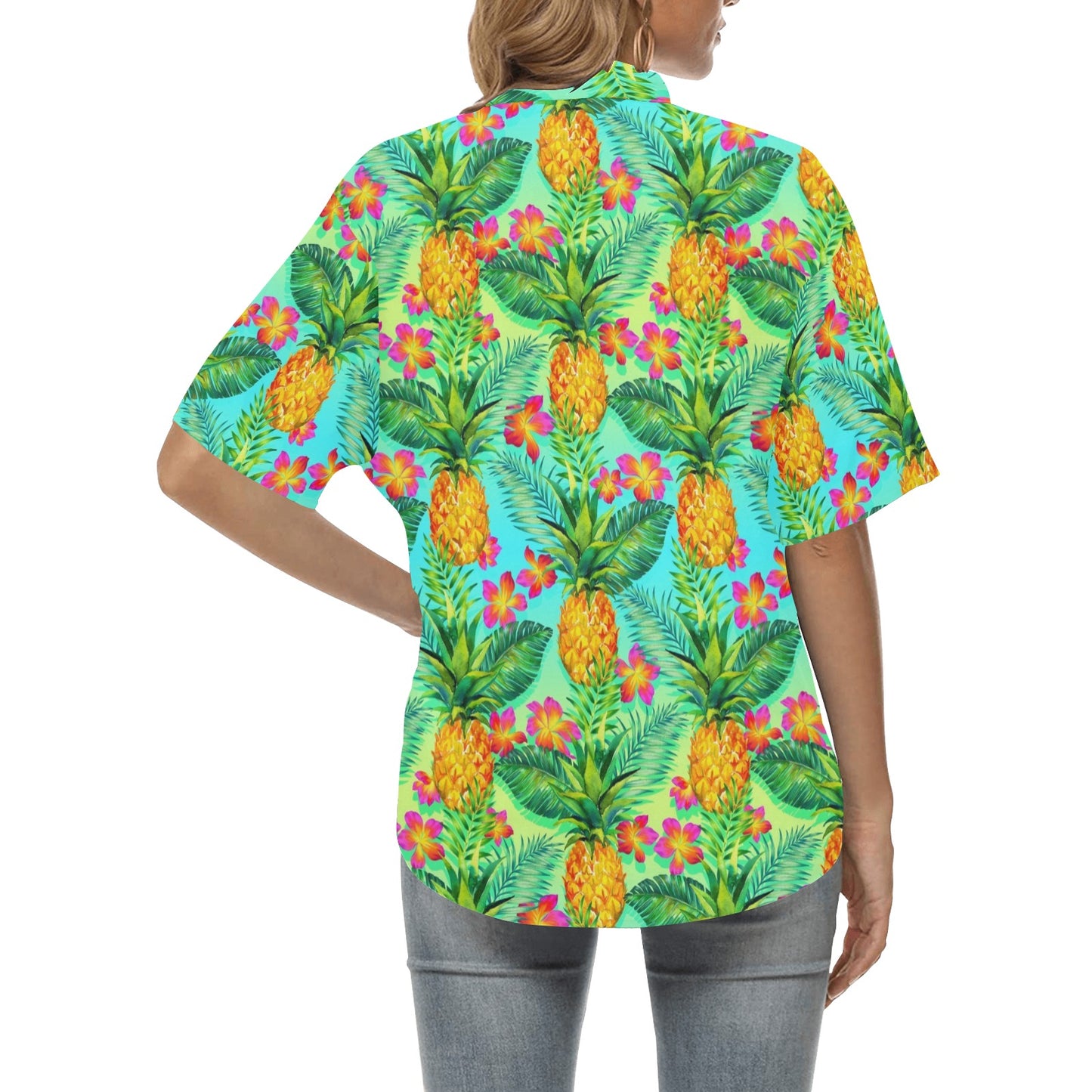 Pineapple Pattern Print Design PP010 Women's Hawaiian Shirt