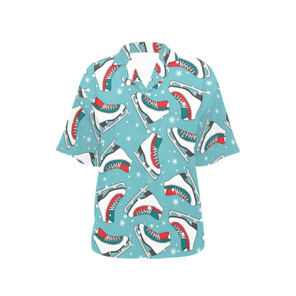 Ice Skate Pattern Print Design 03 Women's Hawaiian Shirt