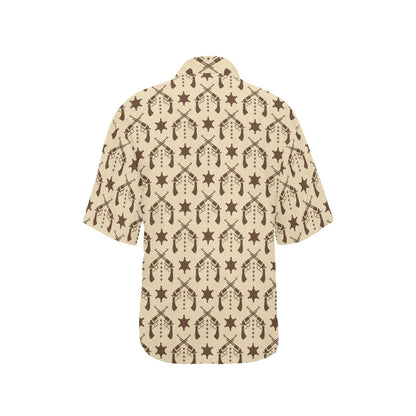 Western Cowboy Print Design LKS302 Women's Hawaiian Shirt
