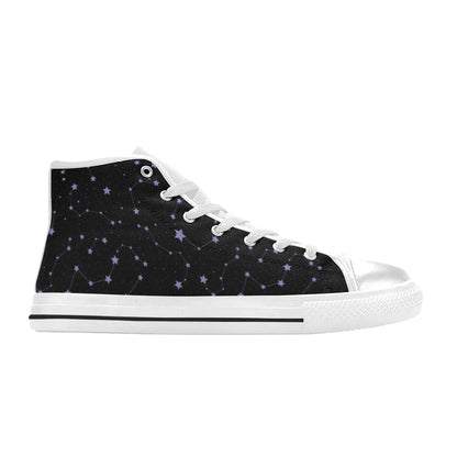 Star Print Design LKS303 High Top Women's White Shoes