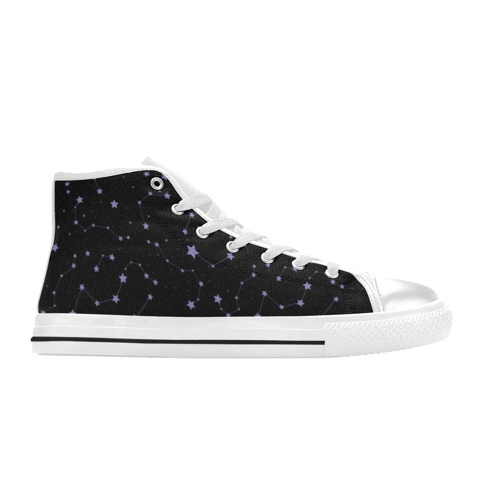 Star Print Design LKS303 High Top Women's White Shoes