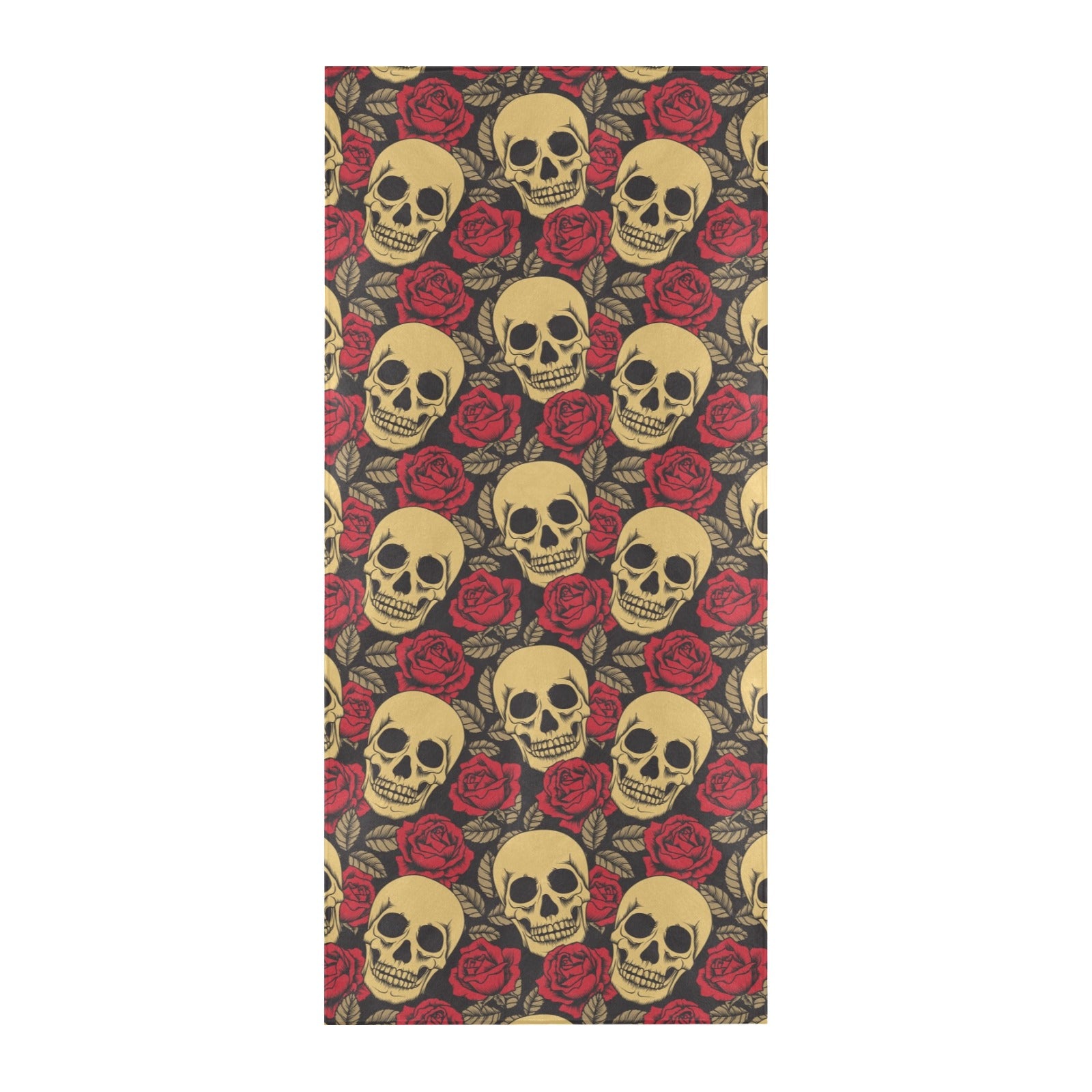 Skull And Roses Print Design LKS302 Beach Towel 32" x 71"