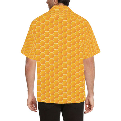 Honey Bee Honeycomb Print Design LKS3011 Men's Hawaiian Shirt
