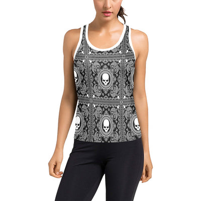 Bandana Skull Print Design LKS303 Women's Racerback Tank Top