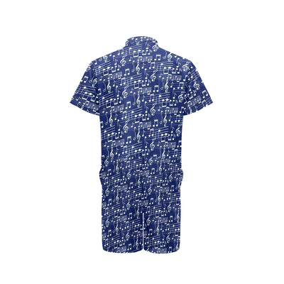 Music Note Blue Themed Print Men's Romper