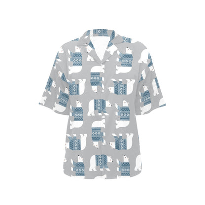 Polar Bear Pattern Print Design A03 Women's Hawaiian Shirt