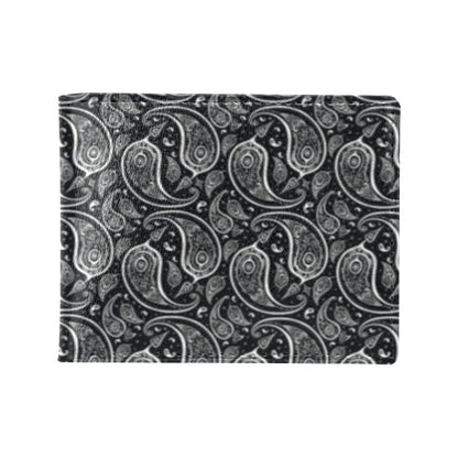 Paisley Black Design Print Men's ID Card Wallet