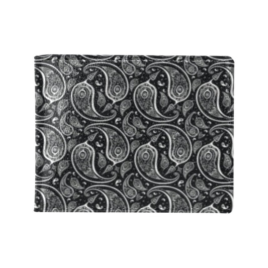 Paisley Black Design Print Men's ID Card Wallet