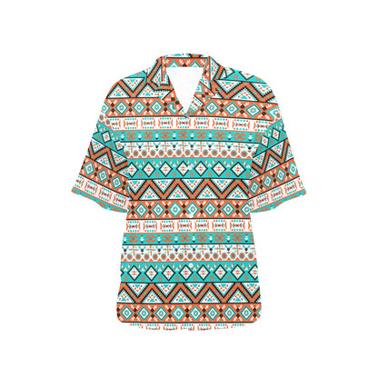 Navajo Style Print Pattern Women's Hawaiian Shirt