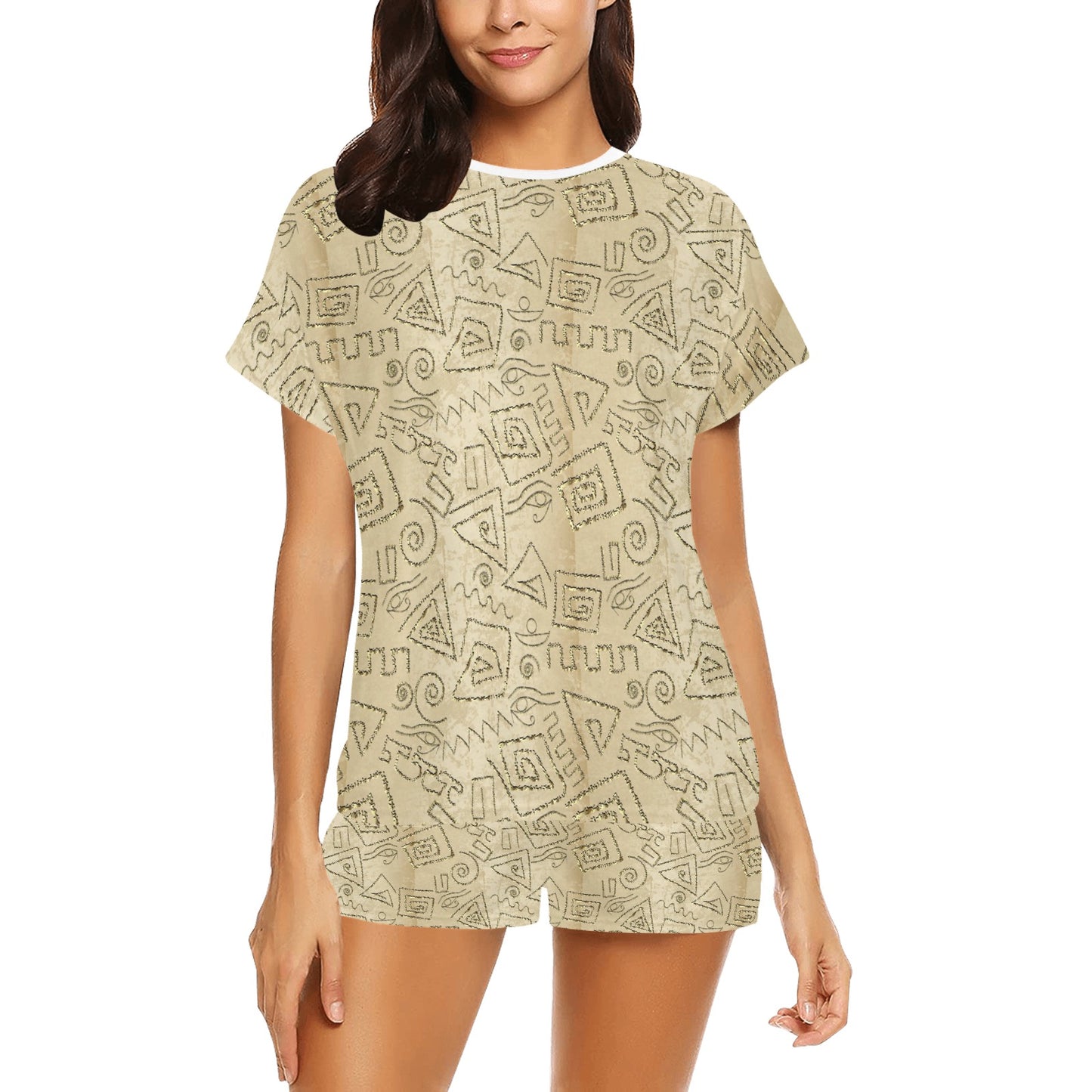 Ancient Greek Print Design LKS3013 Women's Short Pajama Set