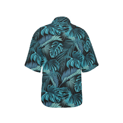 Palm Leaf Pattern Print Design A03 Women's Hawaiian Shirt