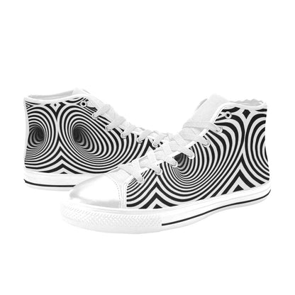 Vortex Print Design LKS303 High Top Women's White Shoes