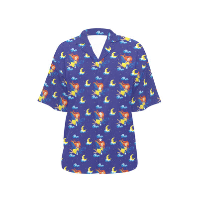 Fairy with Moon Print Pattern Women's Hawaiian Shirt