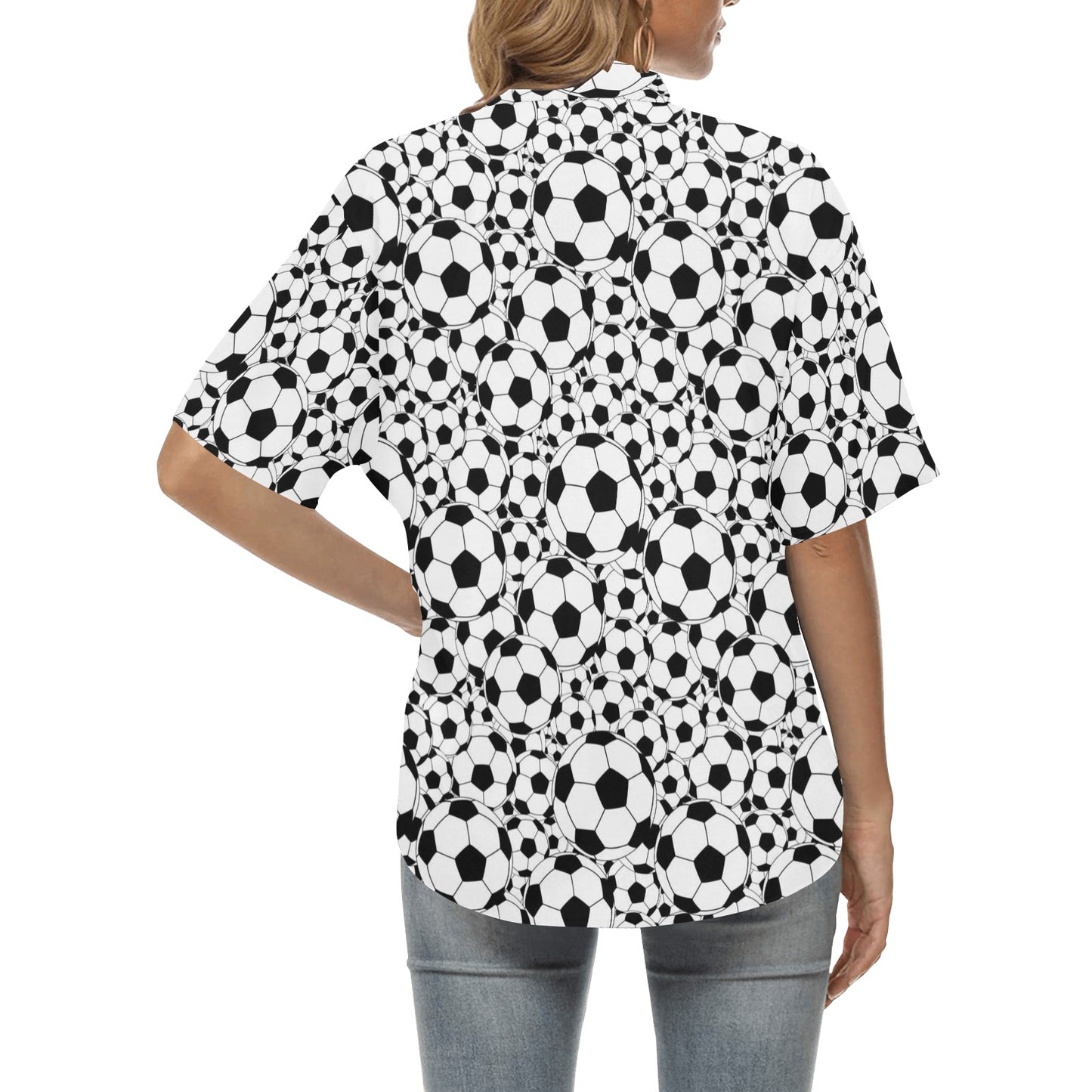 Soccer Ball Print Design LKS301 Women's Hawaiian Shirt