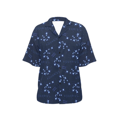 Aquarius Zodiac Pattern Print Design 02 Women's Hawaiian Shirt