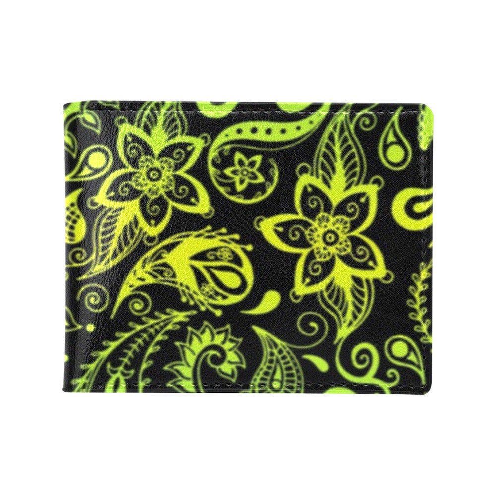Paisley Green Design Print Men's ID Card Wallet
