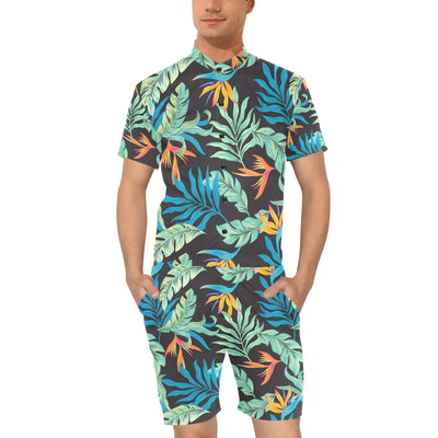 Tropical Palm Leaves Hawaiian Flower Men's Romper