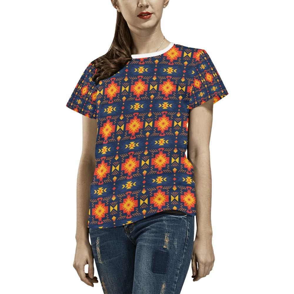 Southwest Pattern Print Design LKS307 Women's  T-shirt