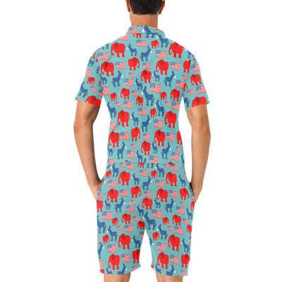 Donkey Red Elephant Pattern Print Design 03 Men's Romper