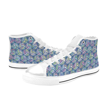 Volleyball Print Design LKS301 High Top Women's White Shoes