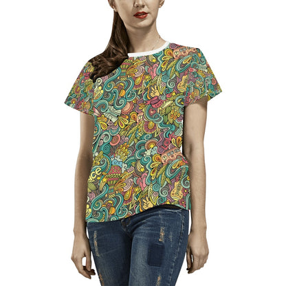 Hippie Print Design LKS302 Women's  T-shirt