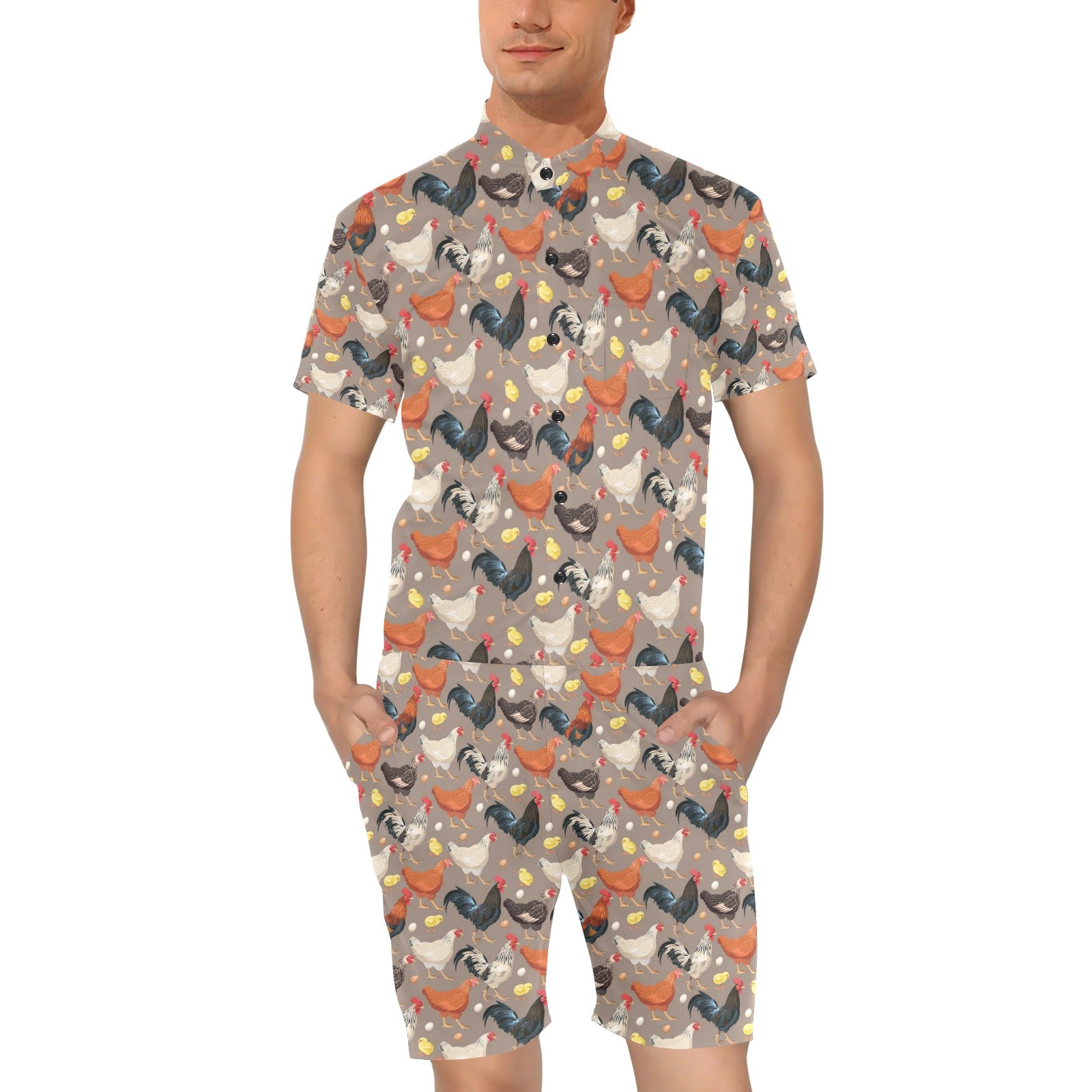 Chicken Evolution Pattern Men's Romper